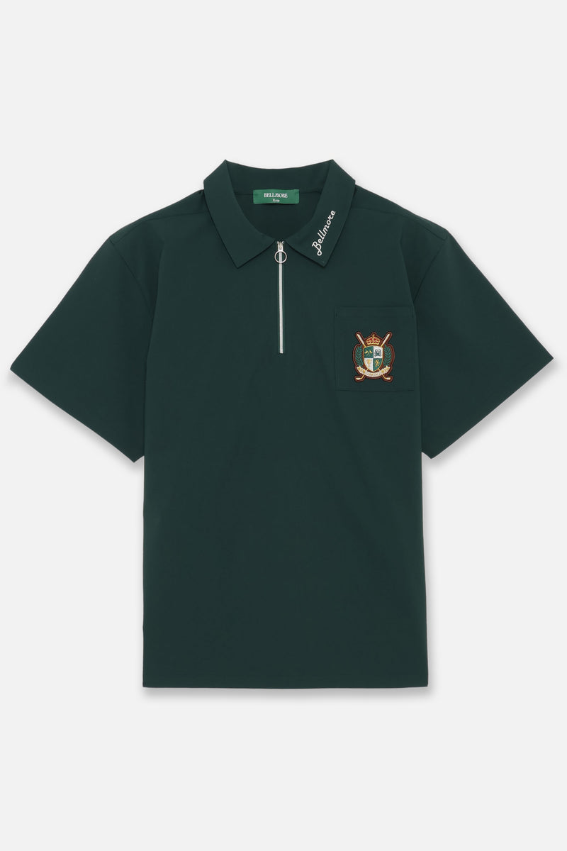 DRY-STRETCH SS ZIP POLO SHIRTS - GREEN