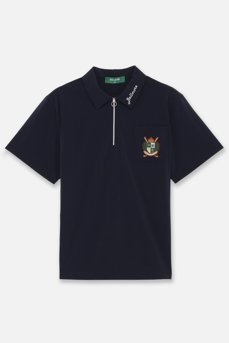 DRY-STRETCH SS ZIP POLO SHIRTS - NAVY