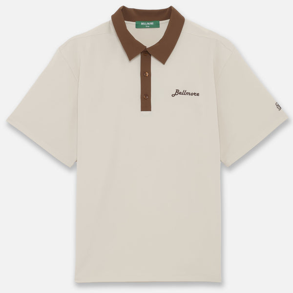 TWO TONE LOGO SS POLO SHIRTS - BEIGE – BELLMORE