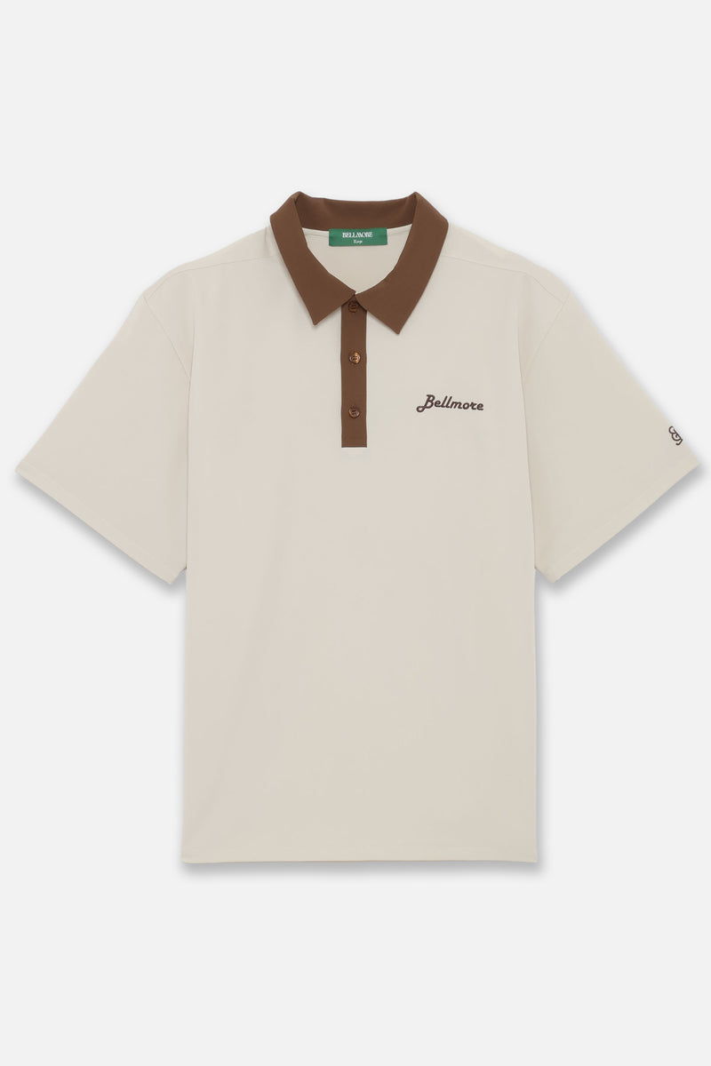 TWO TONE LOGO SS POLO SHIRTS - BEIGE