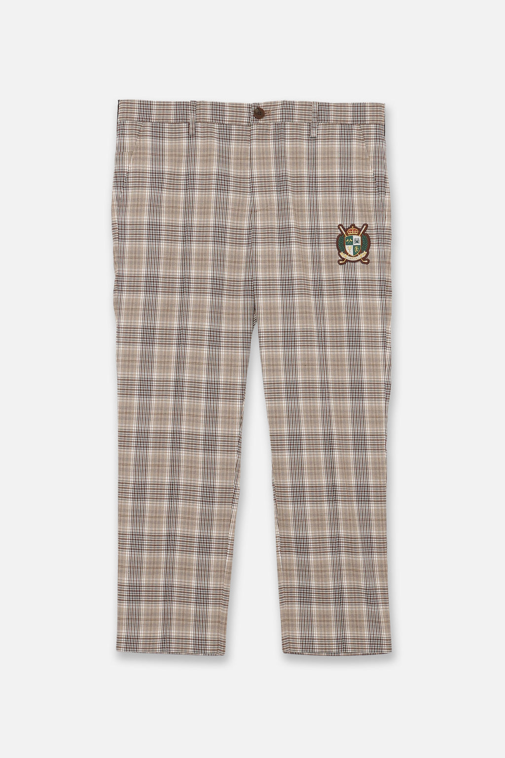 EMBLEM CHECK PANTS - BEIGE – BELLMORE