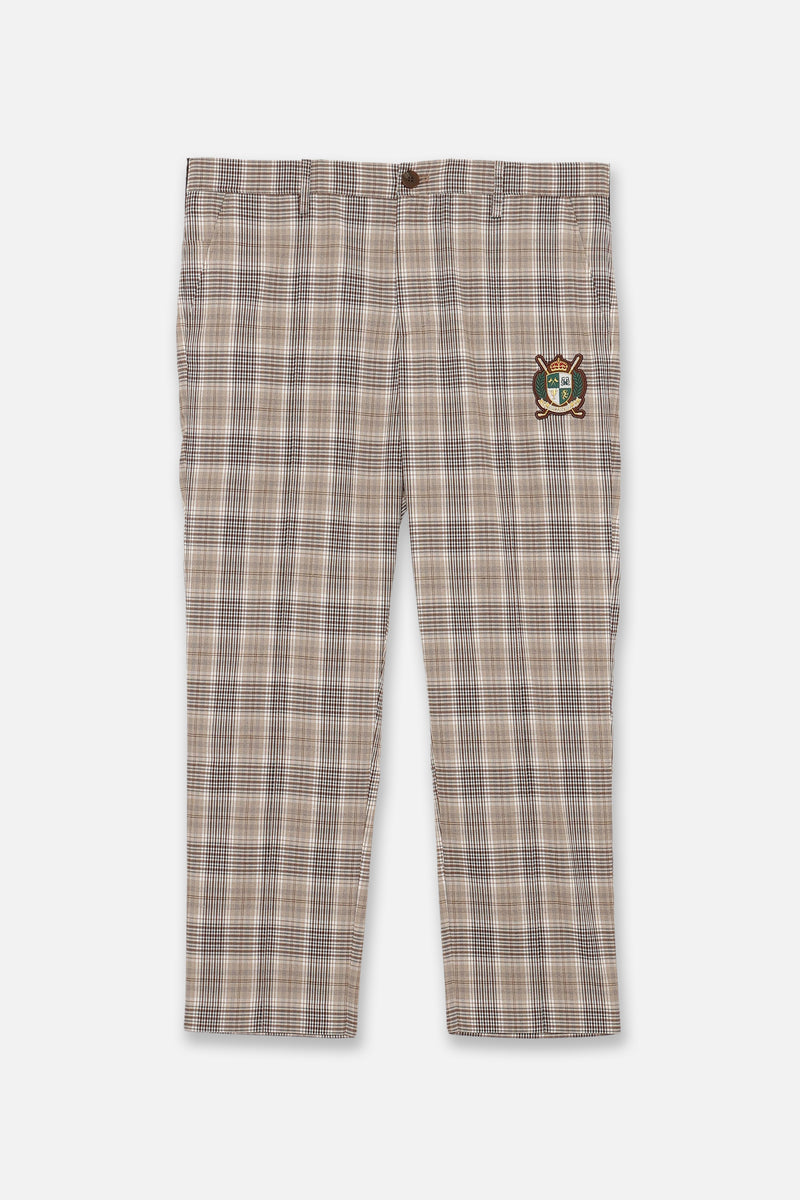 EMBLEM CHECK PANTS - BEIGE