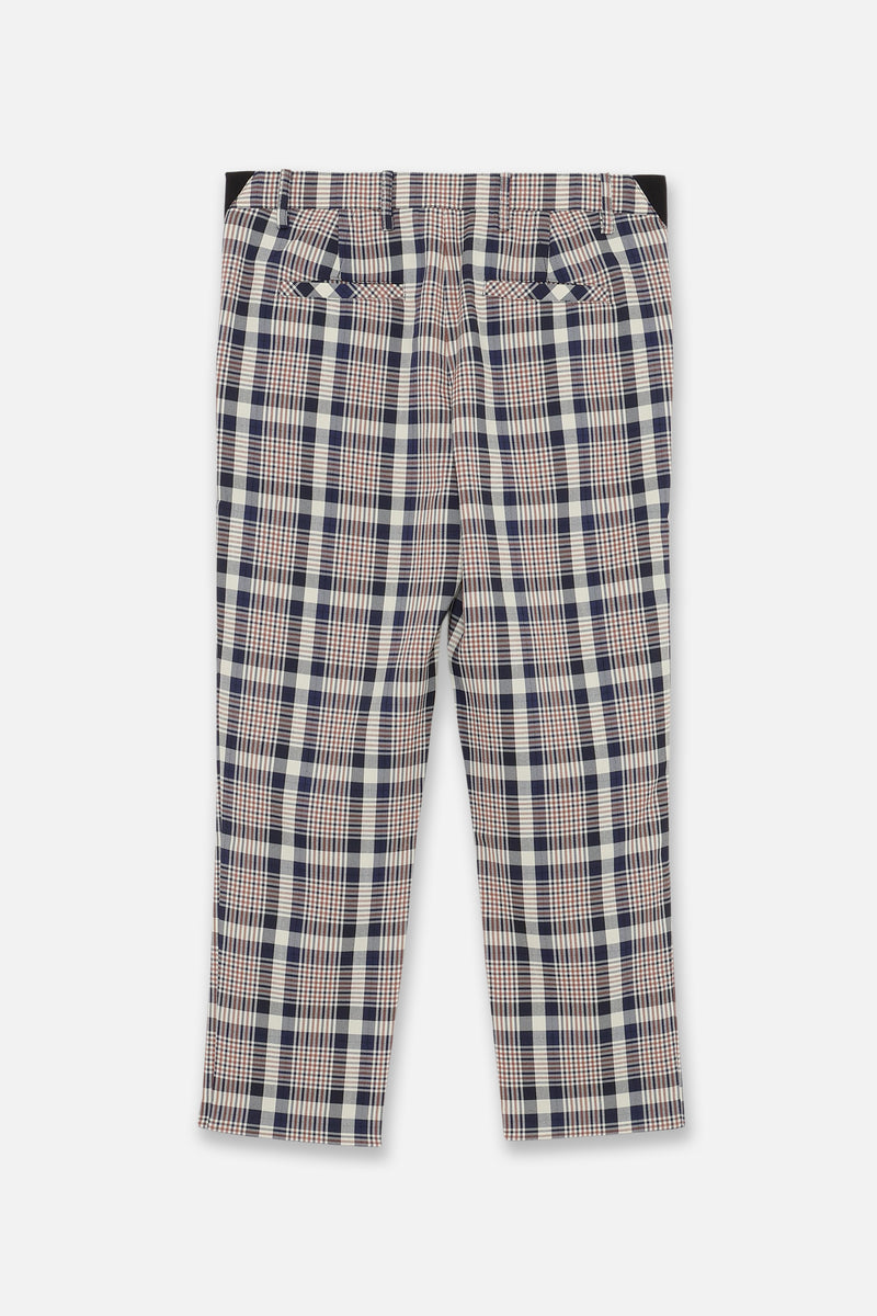 EMBLEM CHECK PANTS - NAVY