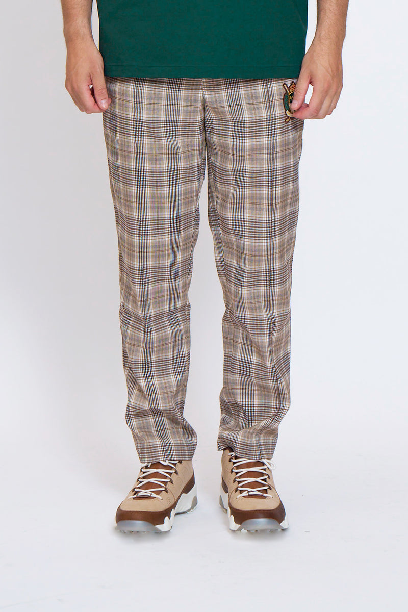 EMBLEM CHECK PANTS - BEIGE