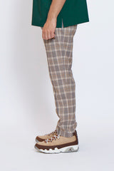 EMBLEM CHECK PANTS - BEIGE