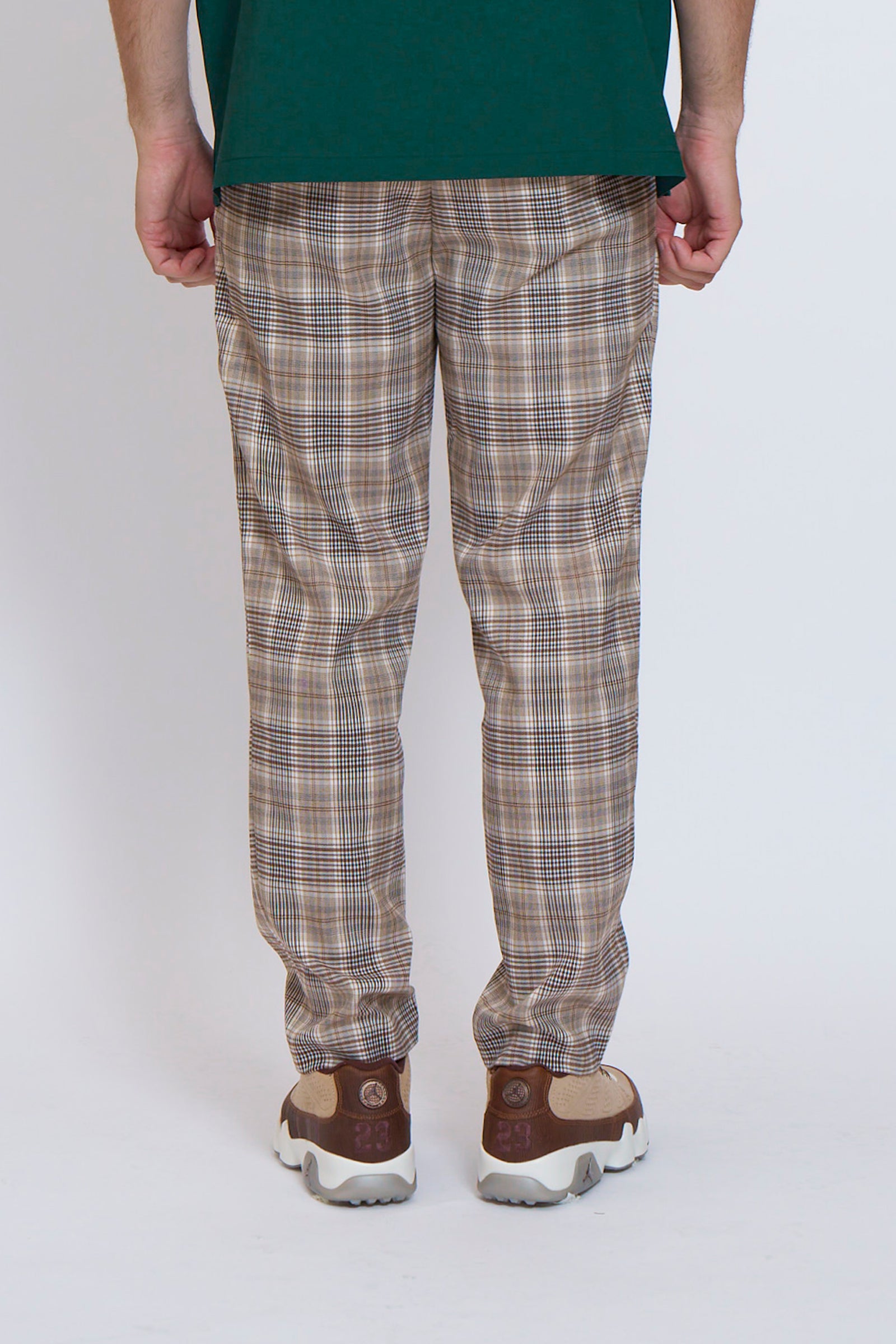 EMBLEM CHECK PANTS - BEIGE – BELLMORE