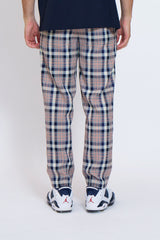 EMBLEM CHECK PANTS - NAVY