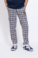 EMBLEM CHECK PANTS - NAVY