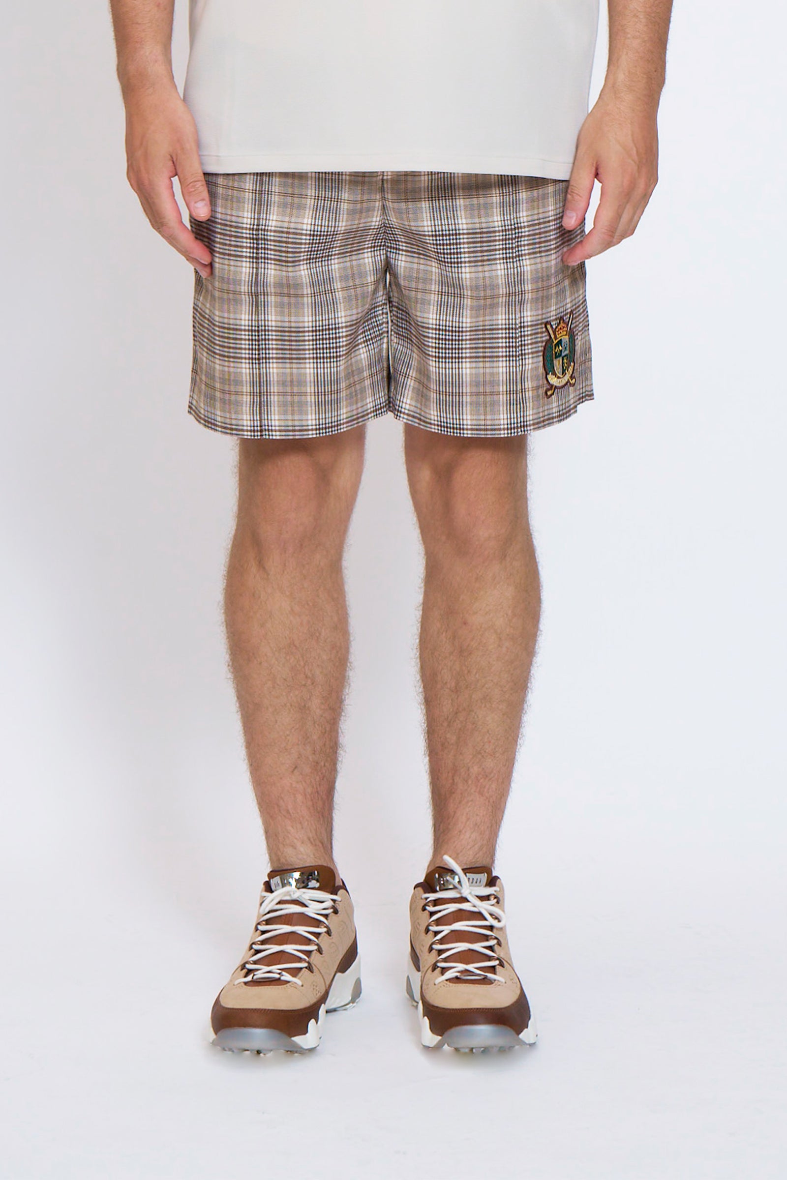 CHECK SHORT PANTS - BEIGE – BELLMORE