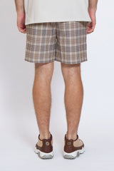 CHECK SHORT PANTS - BEIGE