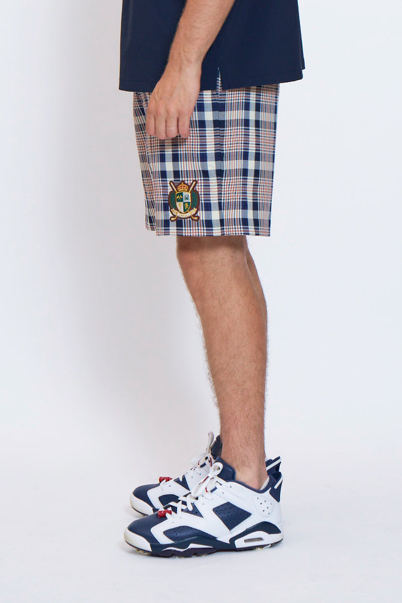 CHECK SHORT PANTS - NAVY