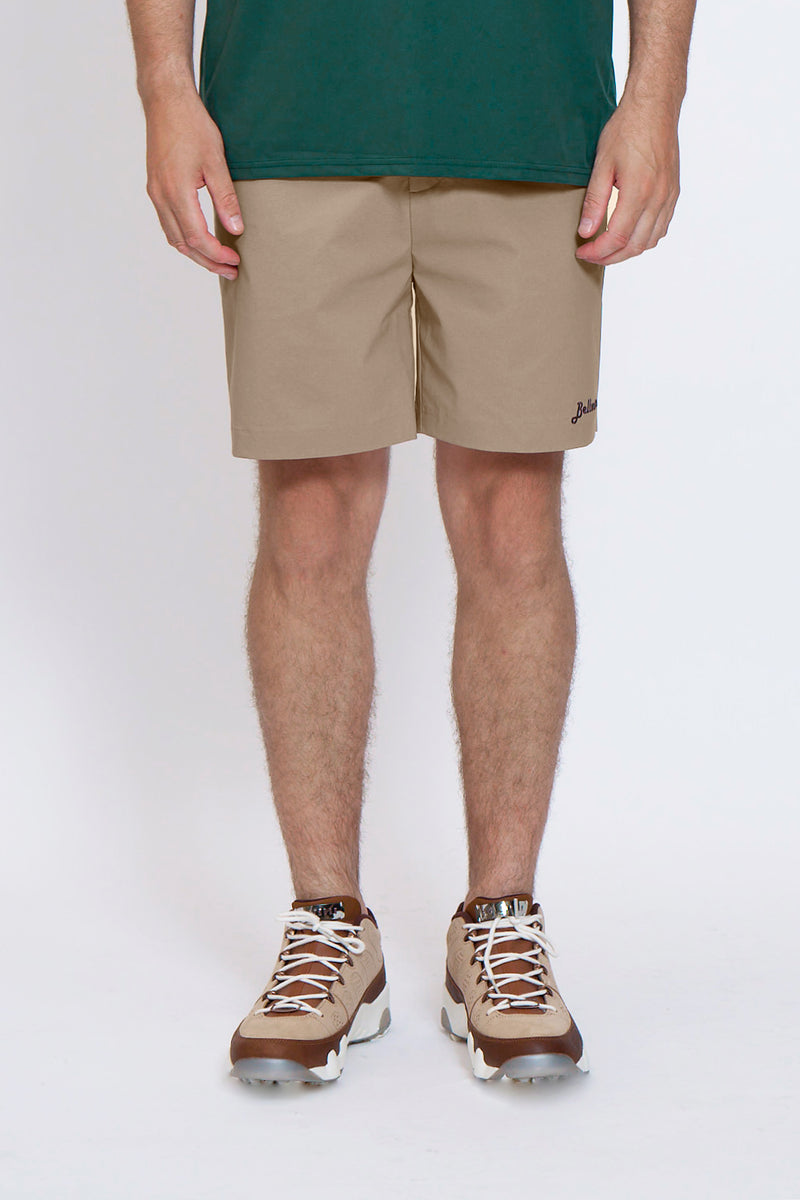 DRY-STRETCH LOGO SHORT PANTS - BEIGE