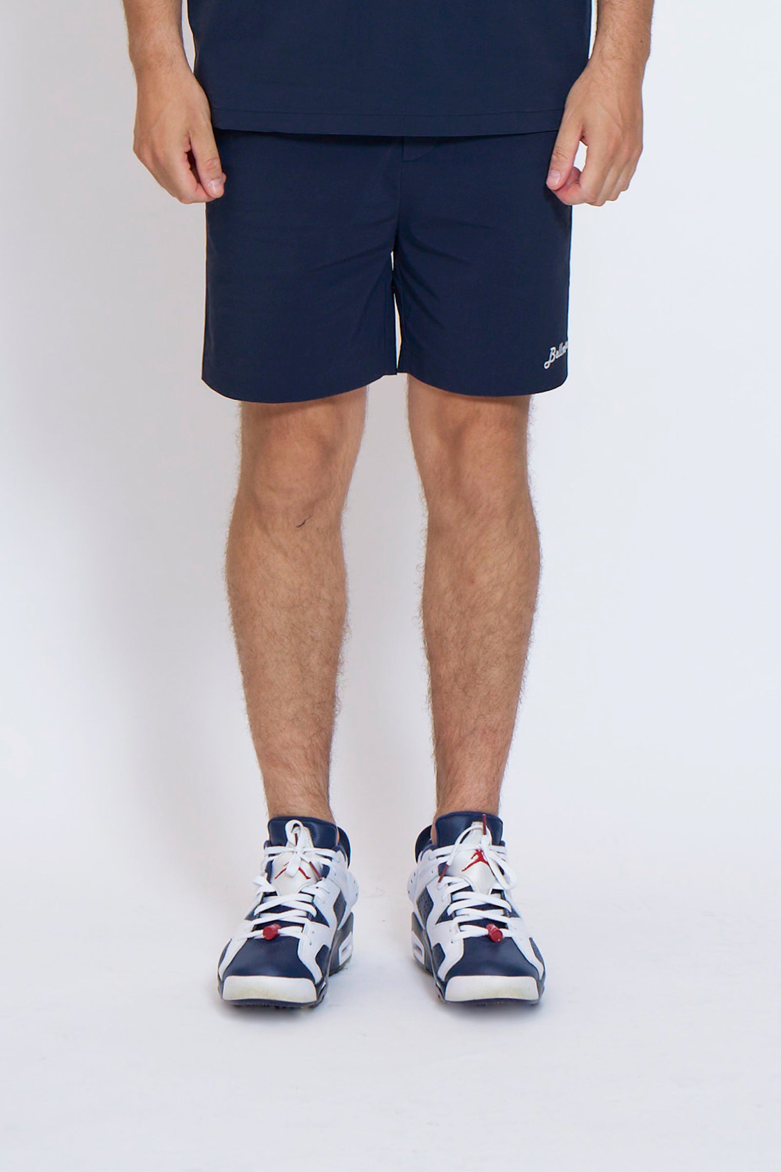 DRY-STRETCH LOGO SHORT PANTS - NAVY – BELLMORE