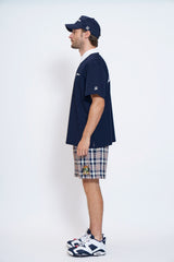 TWO TONE LOGO SS POLO SHIRTS - NAVY