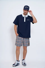 TWO TONE LOGO SS POLO SHIRTS - NAVY