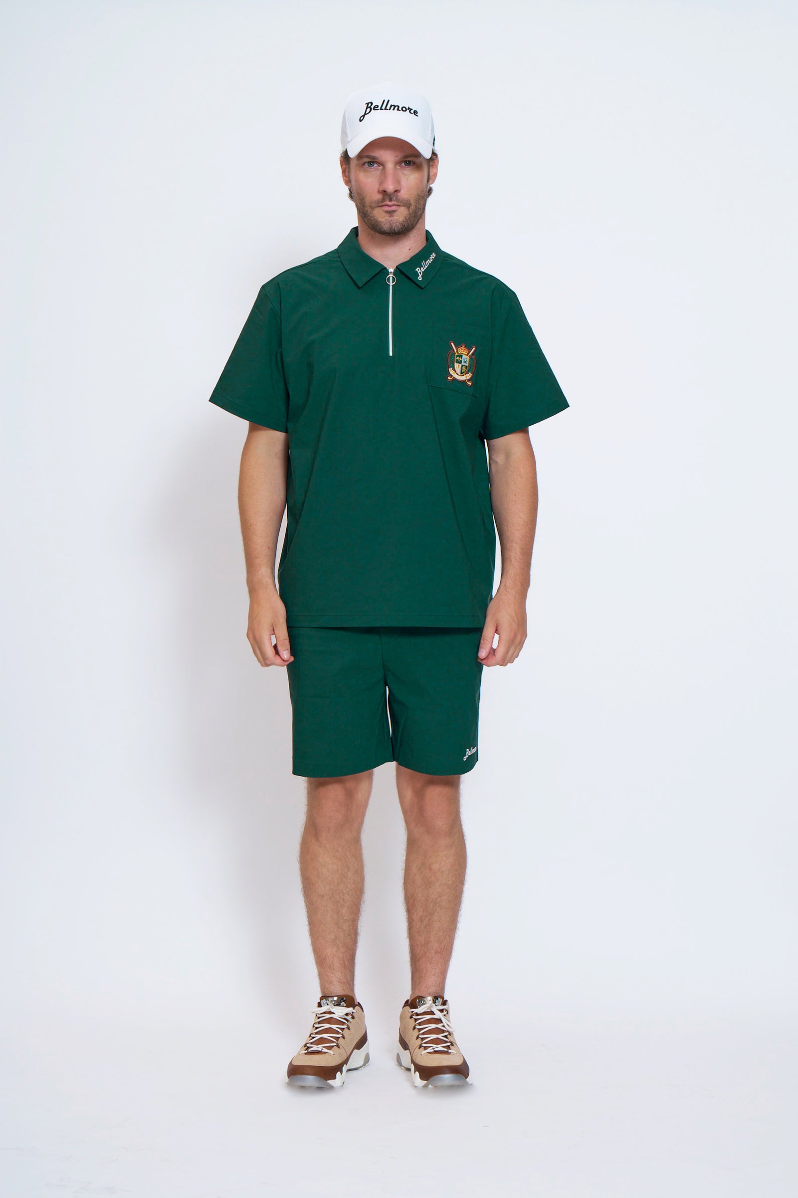 DRY-STRETCH SS ZIP POLO SHIRTS - GREEN – BELLMORE