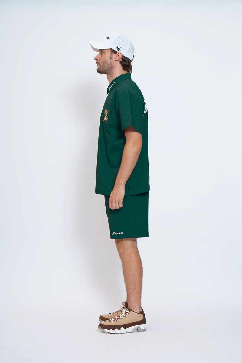 DRY-STRETCH SS ZIP POLO SHIRTS - GREEN