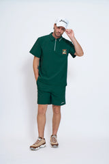 DRY-STRETCH SS ZIP POLO SHIRTS - GREEN