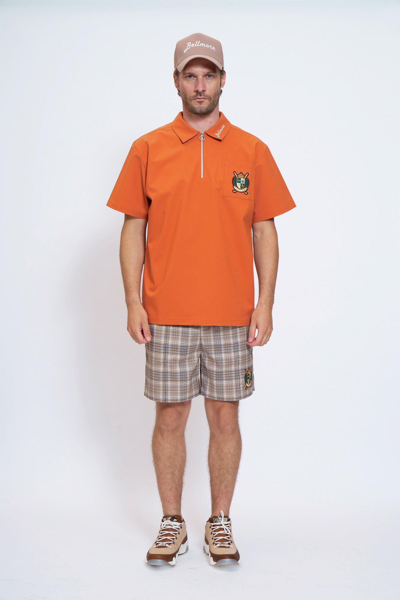 DRY-STRETCH SS ZIP POLO SHIRTS - ORANGE – BELLMORE