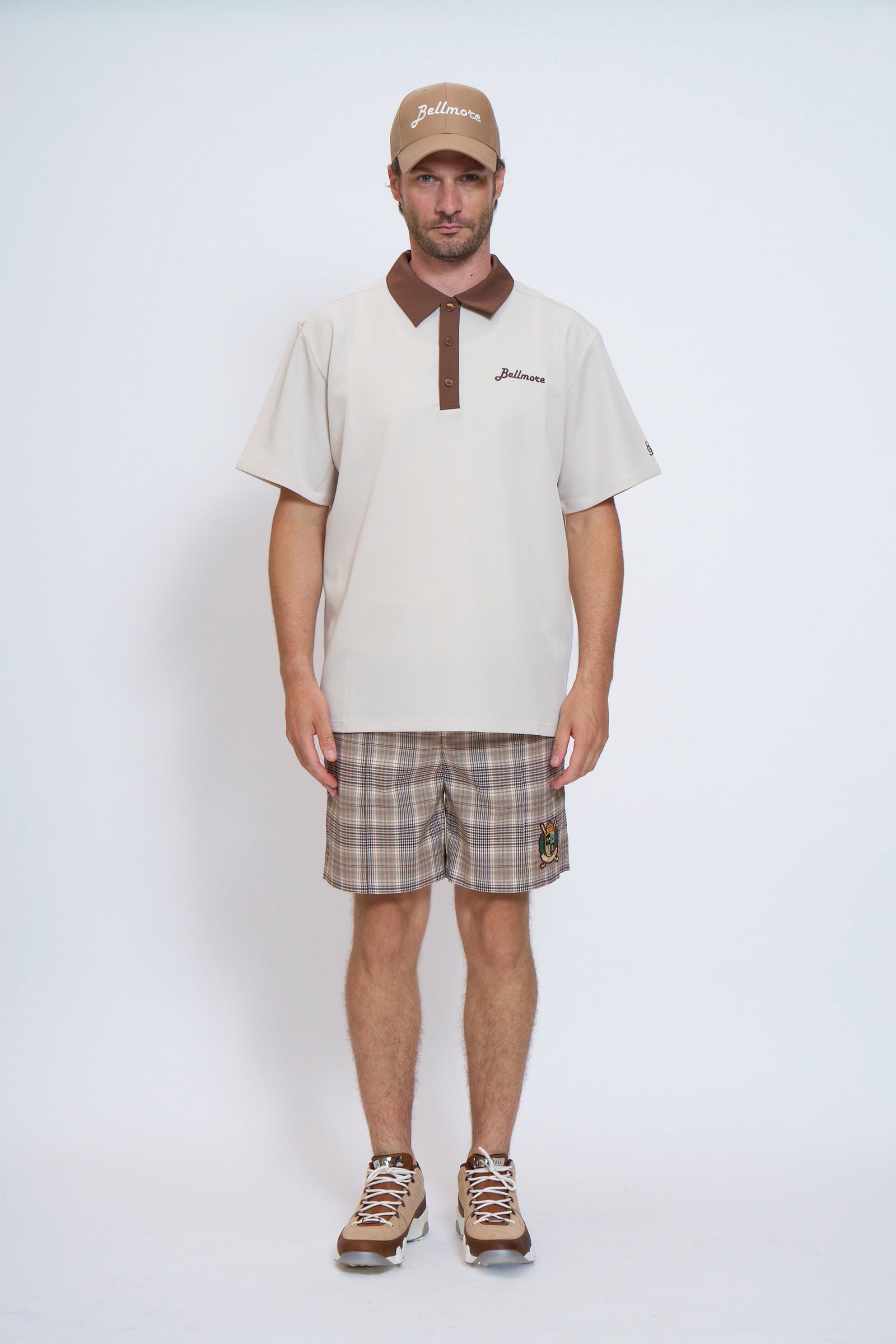 BELLMORE ベルモア　ハーフパンツ　ゴルフ　ロゴ　チェック　34 XL BELLMORE ベルモア ハーフパンツ ゴルフ ロゴ チェック 34 XL