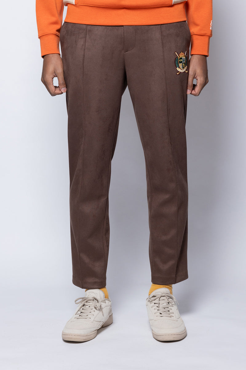 '25 FAUX SUEDE STRETCH PANTS - BROWN