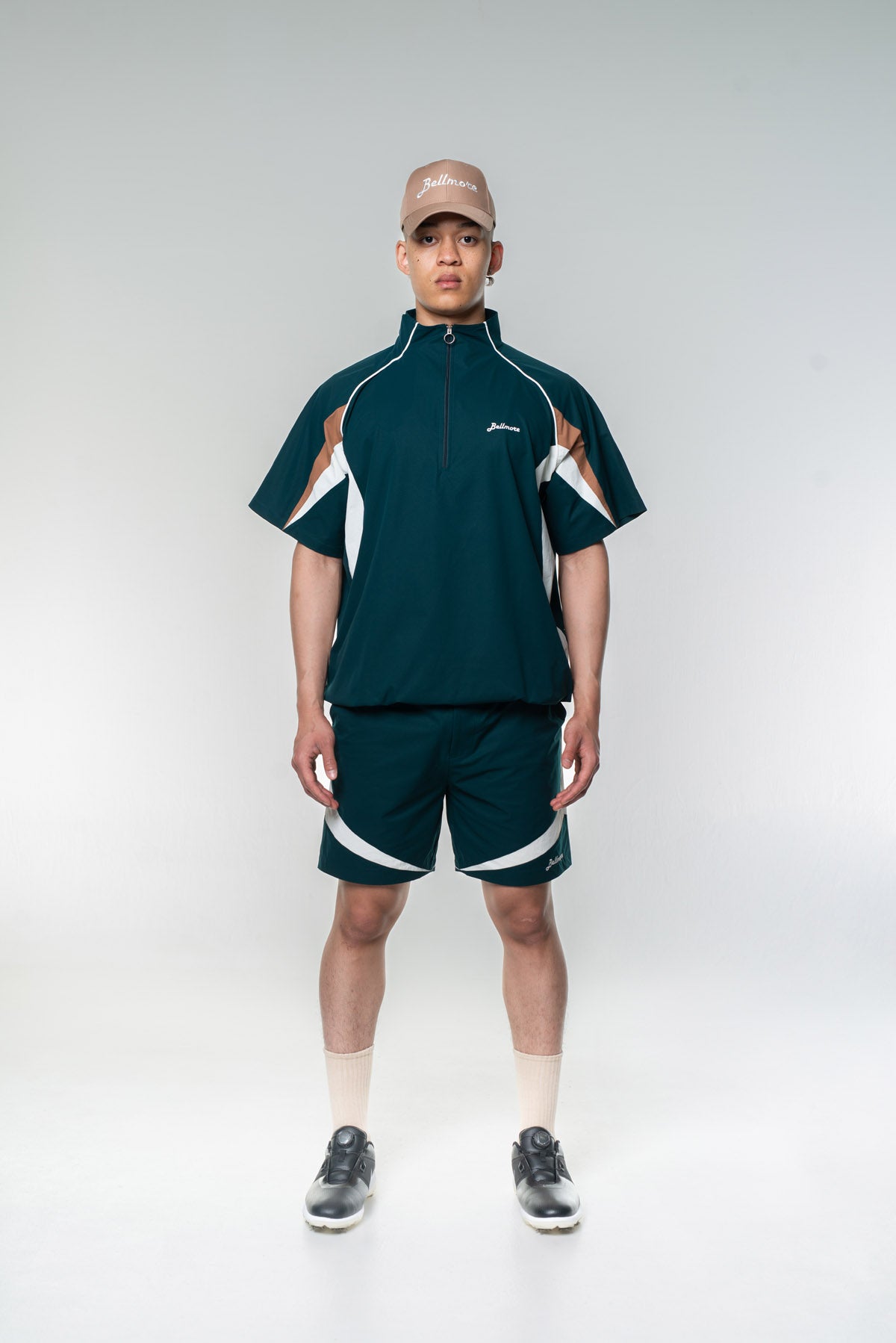 BELLMORE ベルモア　モックネック　ゴルフ　ブラック　M PIPING LOGO S/S MOCK NECK BLACK – BELLMORE