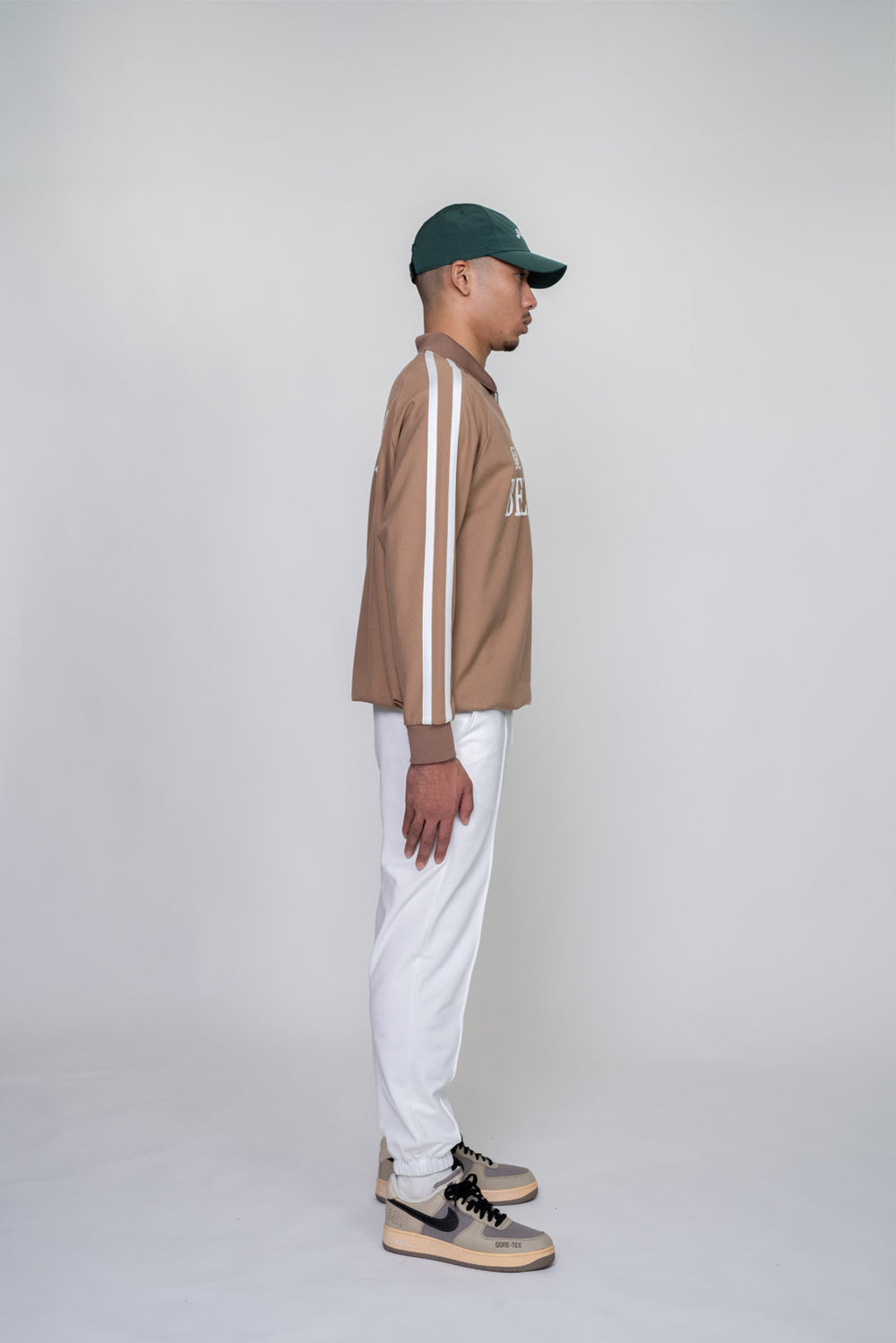 LINE SLEEVE L/S POLO SHIRTS - BEIGE – BELLMORE