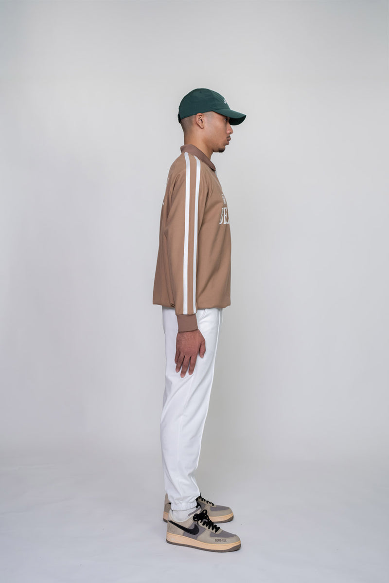 LINE SLEEVE L/S POLO SHIRTS - BEIGE