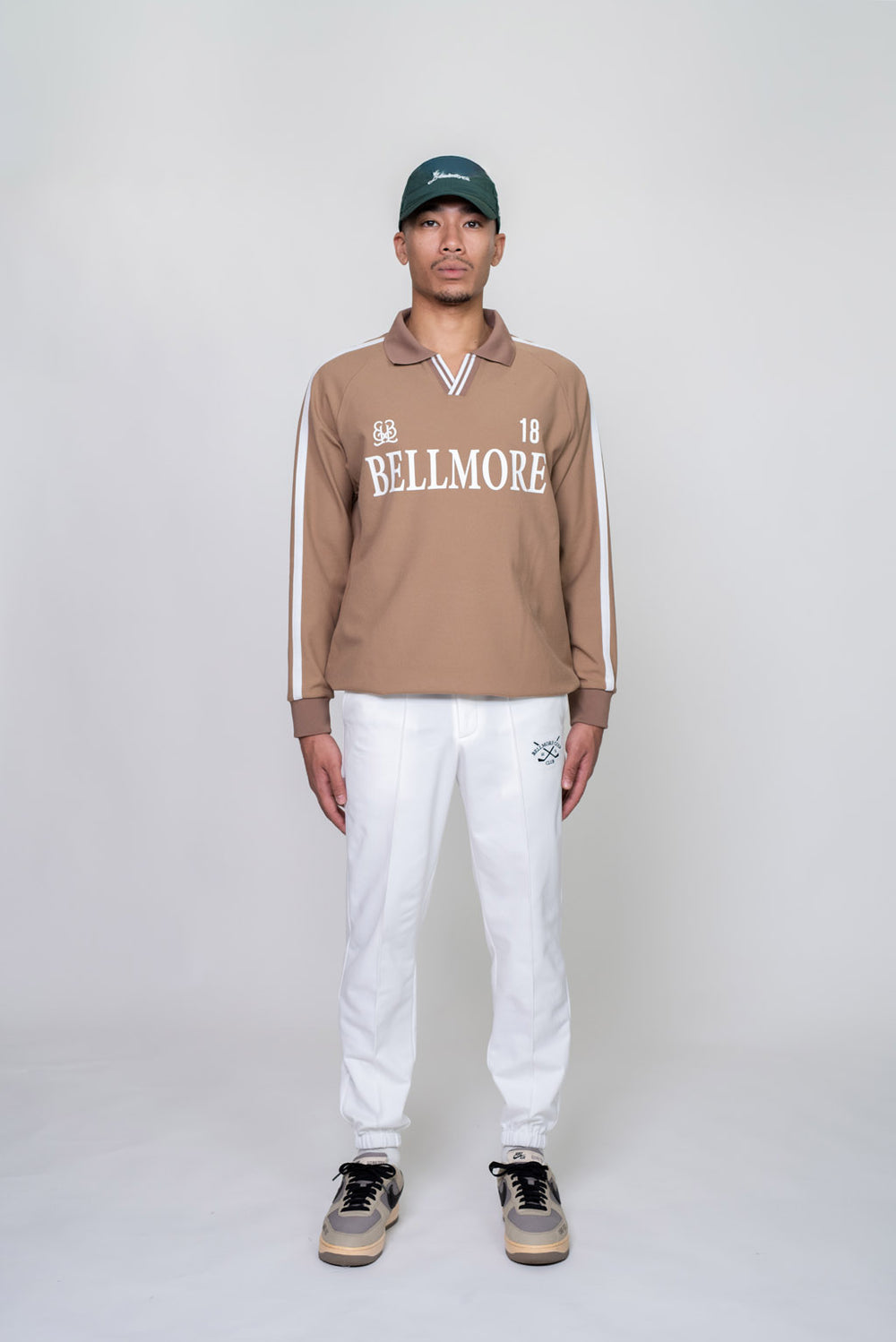 LINE SLEEVE L/S POLO SHIRTS - BEIGE – BELLMORE