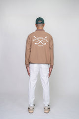 LINE SLEEVE L/S POLO SHIRTS - BEIGE