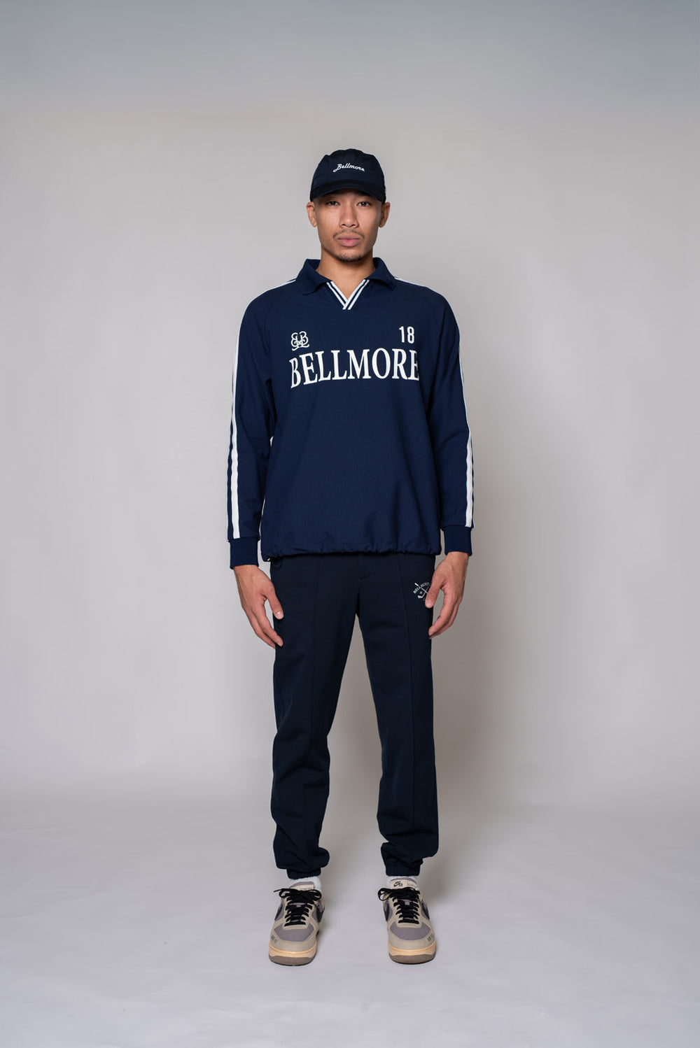 メンズウェア BELLMORE LINE SLEEVE L/S POLO SHIRTS LINE SLEEVE L/S POLO SHIRTS - NAVY – BELLMORE