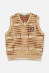 PATTERNED KNIT VEST - BROWN