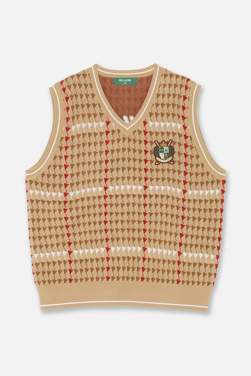 PATTERNED KNIT VEST - BROWN