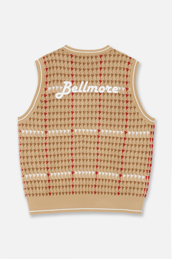 PATTERNED KNIT VEST - BROWN