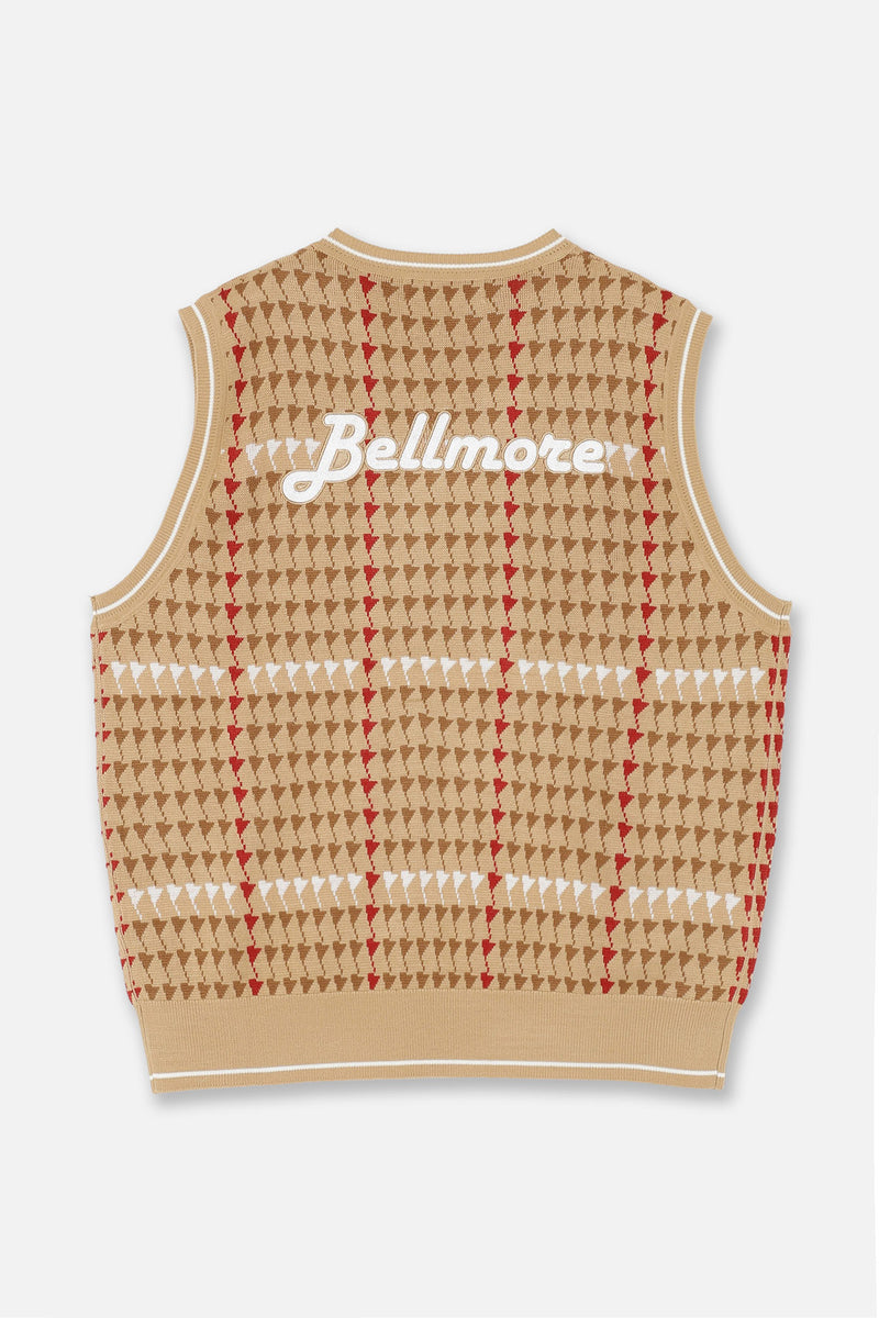PATTERNED KNIT VEST - BROWN