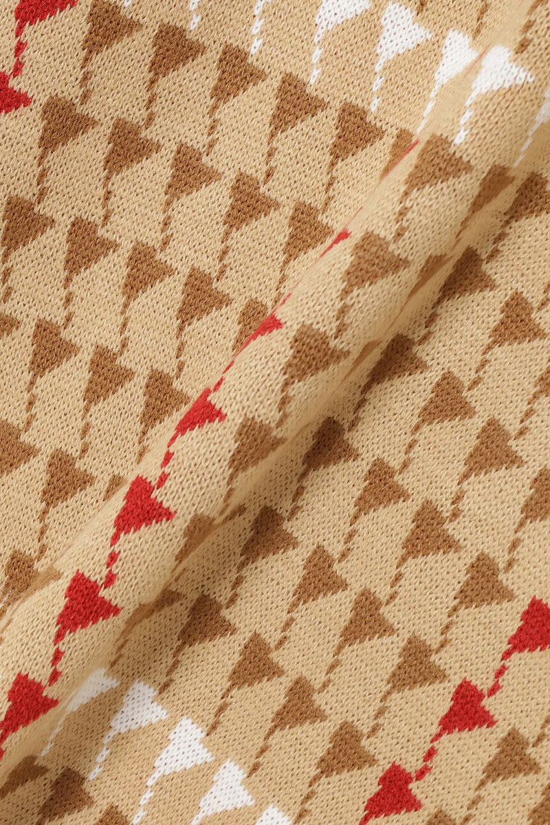 PATTERNED KNIT VEST - BROWN