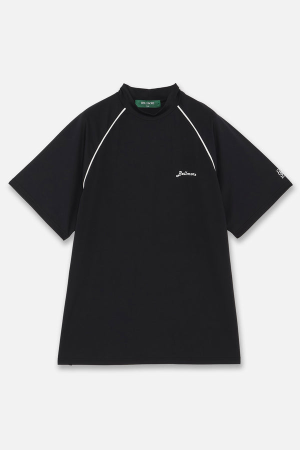 PIPING LOGO S/S MOCK NECK BLACK