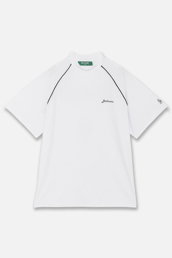 PIPING LOGO S/S MOCK NECK WHITE