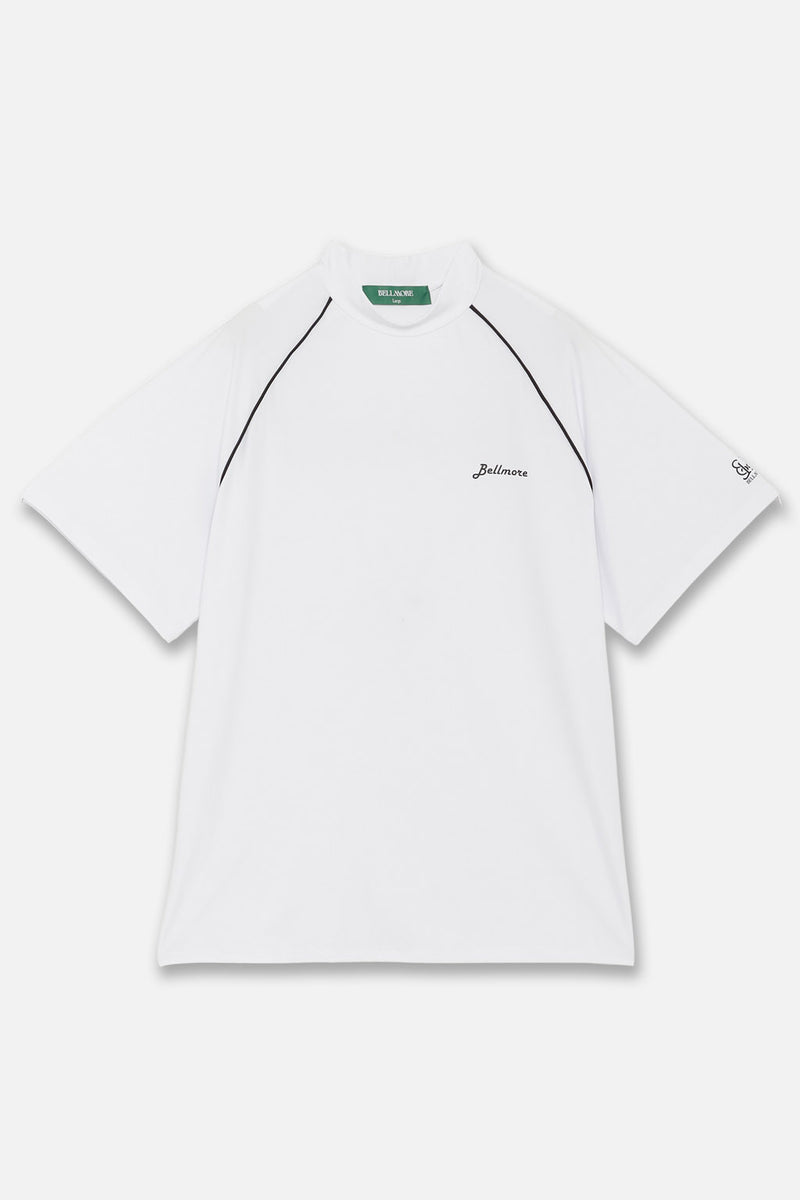PIPING LOGO S/S MOCK NECK WHITE