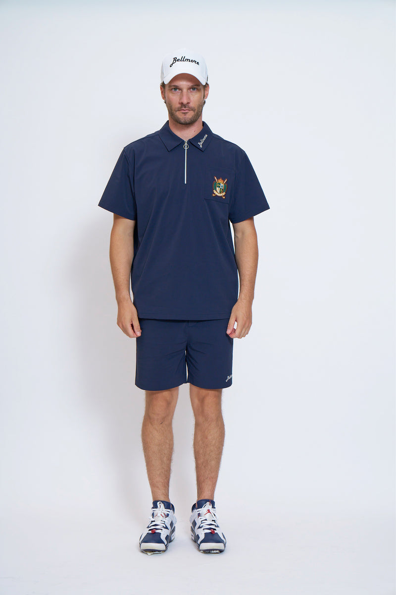 DRY-STRETCH LOGO SHORT PANTS - NAVY