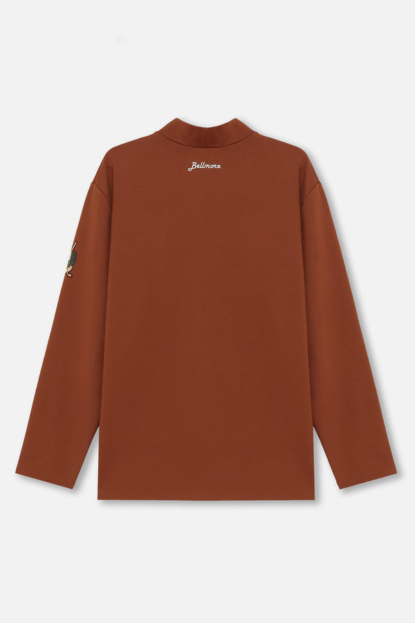 STRETCH LS MOCKNECK - BROWN