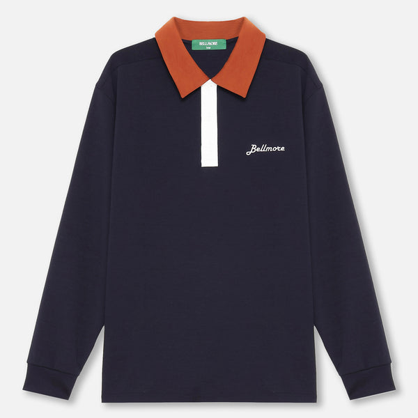 STRETCH LS POLO SHIRT - NAVY – BELLMORE