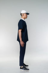 TWO TONE BUTTON POLO SHIRTS - NAVY