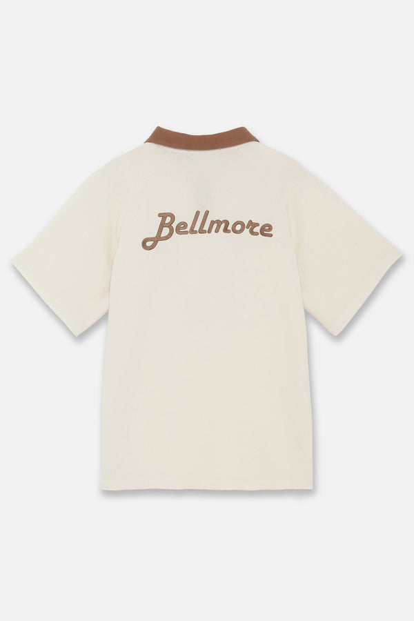 TWO TONE BUTTON POLO SHIRTS - CREAM
