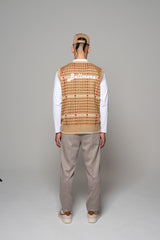 PATTERNED KNIT VEST - BROWN