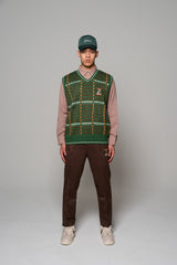 PATTERNED KNIT VEST - GREEN