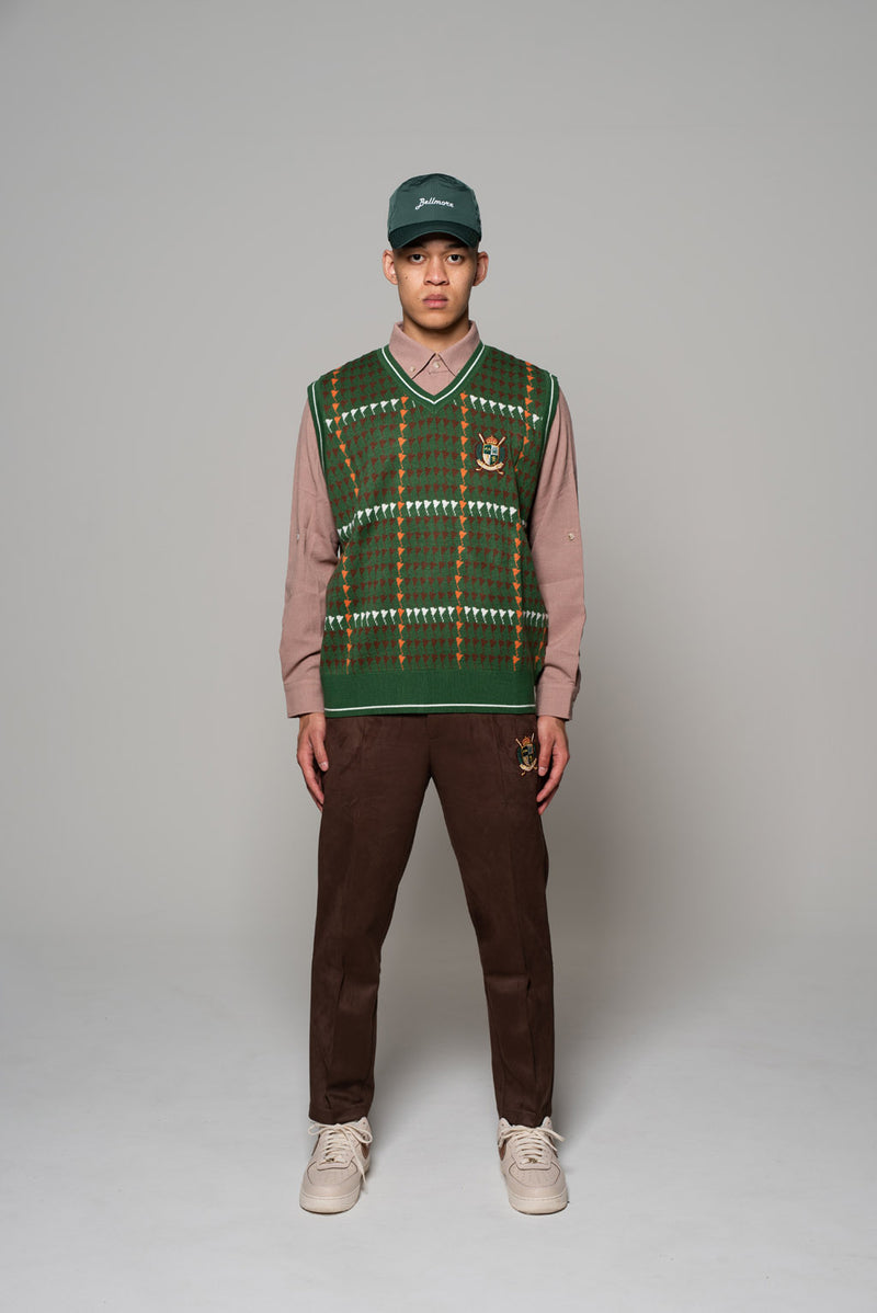 PATTERNED KNIT VEST - GREEN
