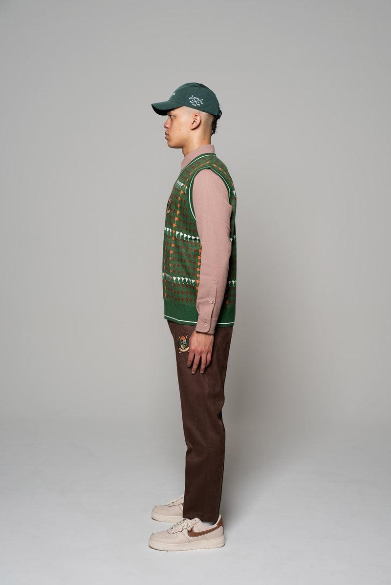 PATTERNED KNIT VEST - GREEN