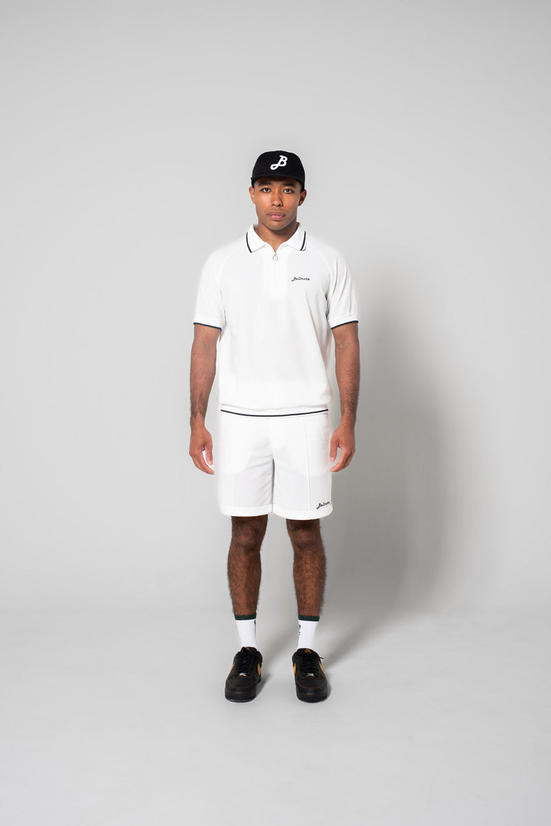 JACQUARD S/S POLO SHIRTS - WHITE – BELLMORE