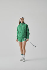 BINDING TRACK SHORTS - GREEN (MODEL FRONT)
